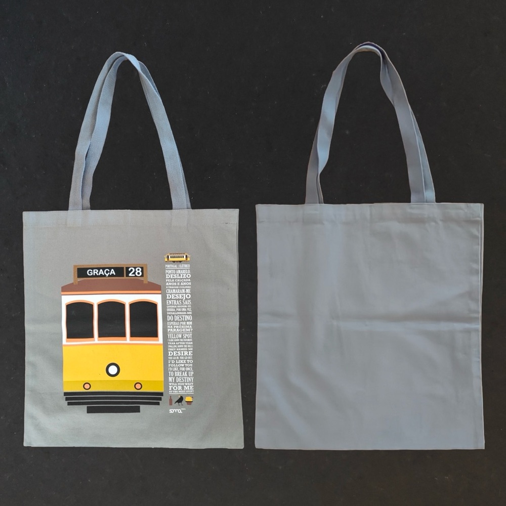 Canvas tote bag from Lisbon - Portugal tram train